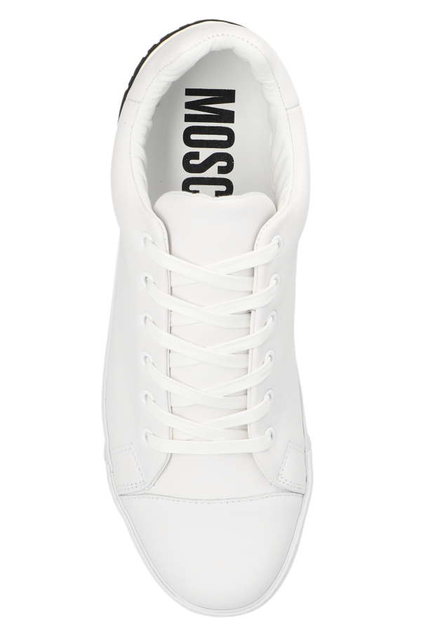 【送料&関税込】Moschino Low-top Sneakers New Moschino Crisscross Logo Low Top Sneaker Women White